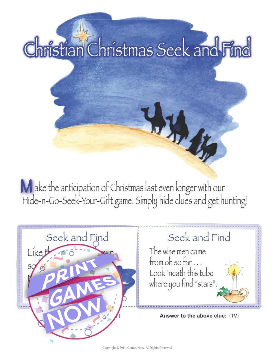 Christmas Christian Seek And Find Scavenger Hunt Party Game