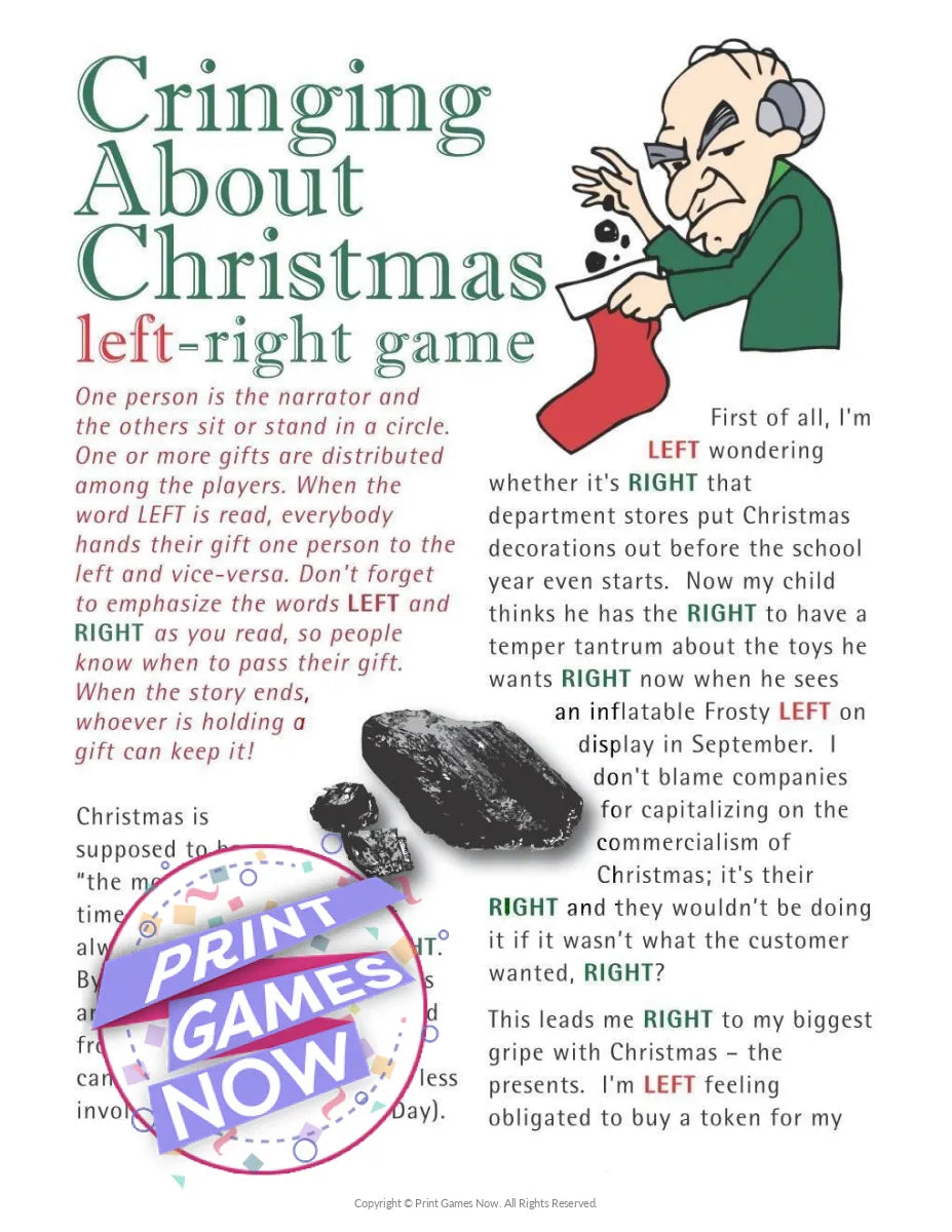 Christmas Cringing About Christmas Left-Right Party Game