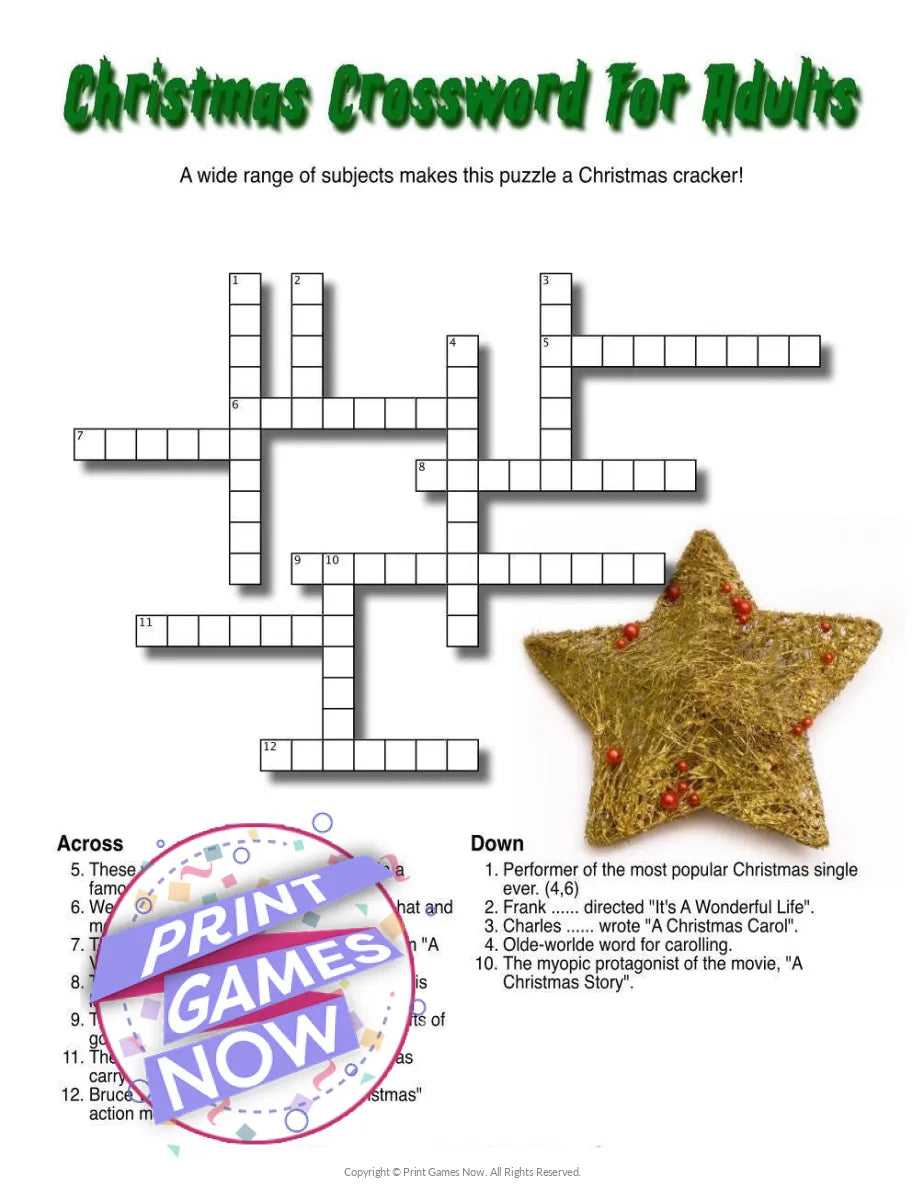 Christmas Crossword - Word Search & Mazes Party Game