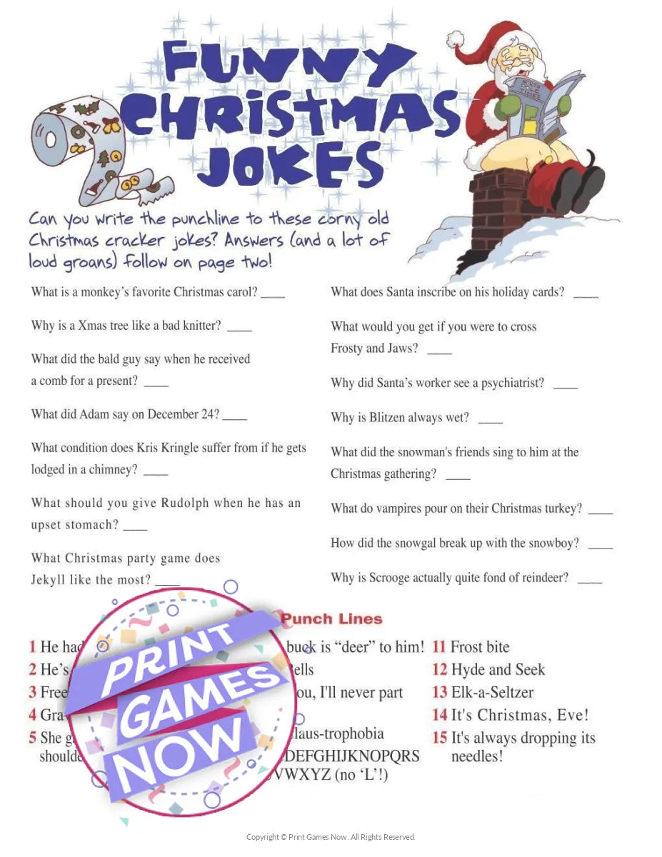 Christmas Funny Jokes Party Game