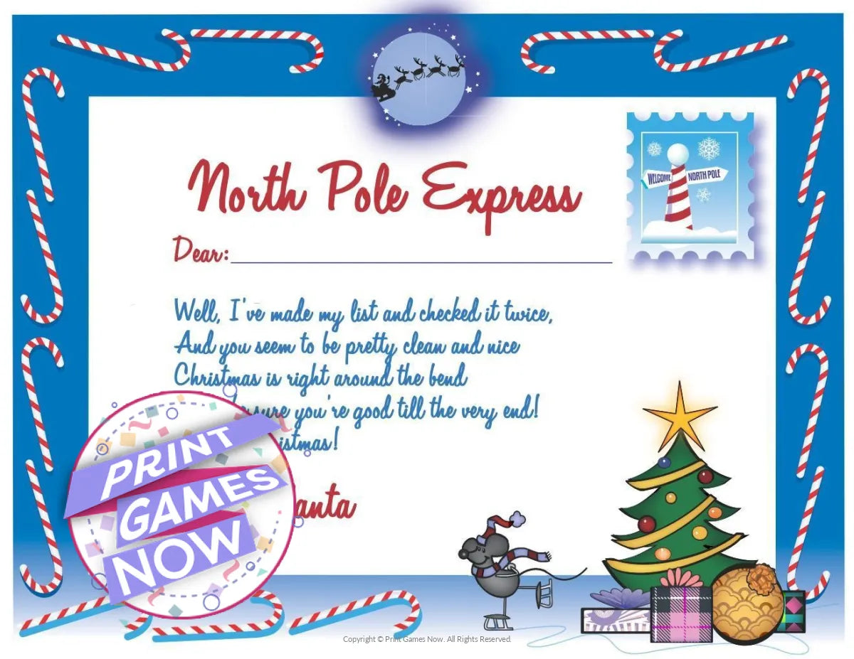 Christmas Letter From Santa and Thank You Notes Party Game