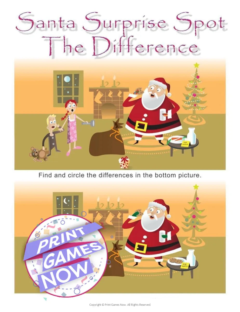 Christmas Santa Claus Spot the Difference Party Game