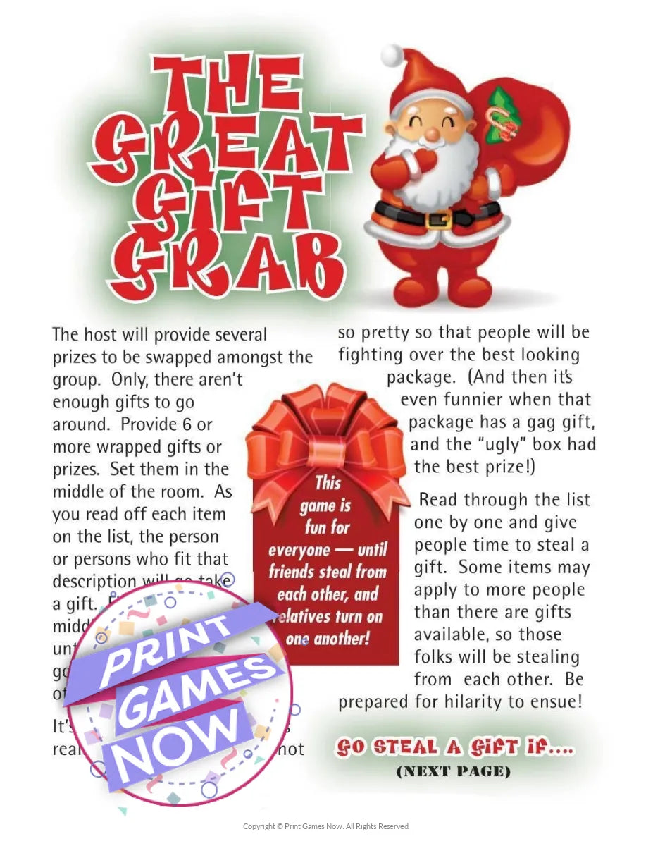 Christmas The Great Gift Grab Party Game