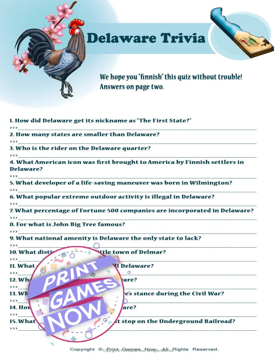 Delaware Party Trivia Game