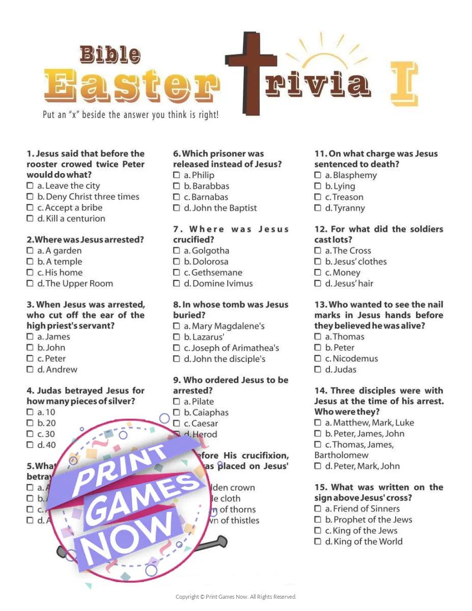 Easter Bible Trivia I Party Game