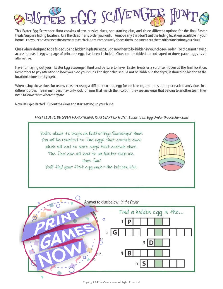 Easter Egg Scavenger Hunt Party Game