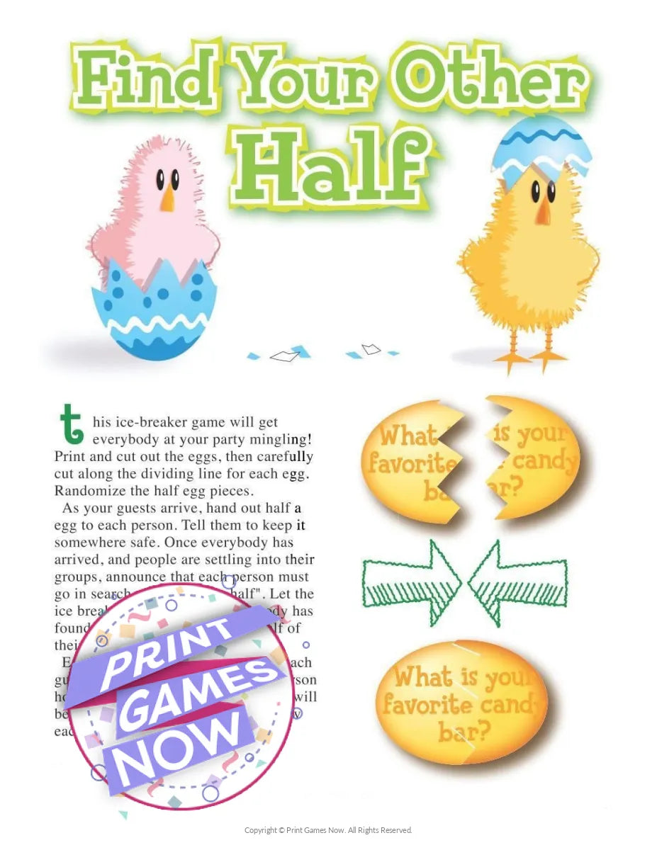 Easter Find Your Other Half Easter Egg Party Game