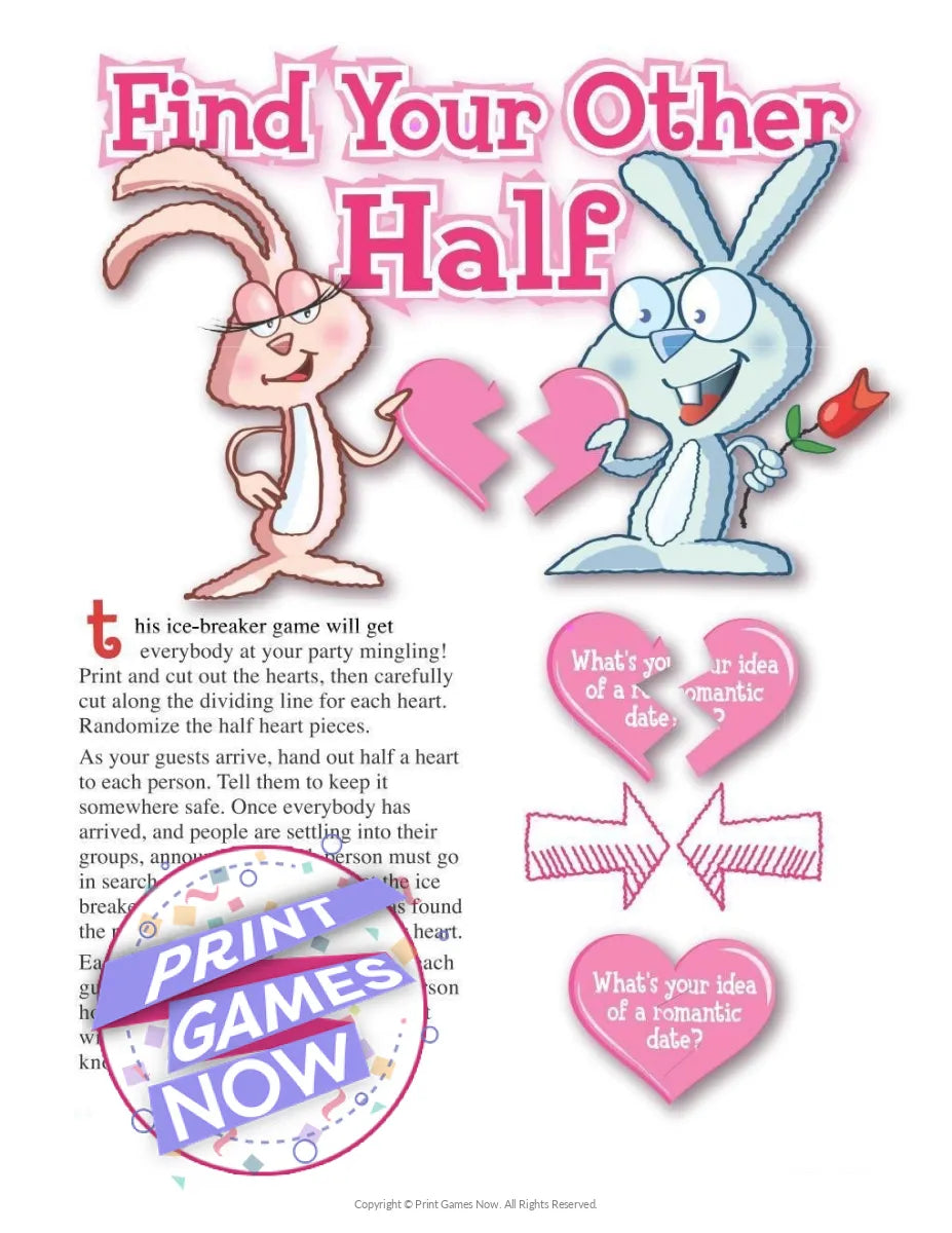 Find Your Other Half Heart Party Game