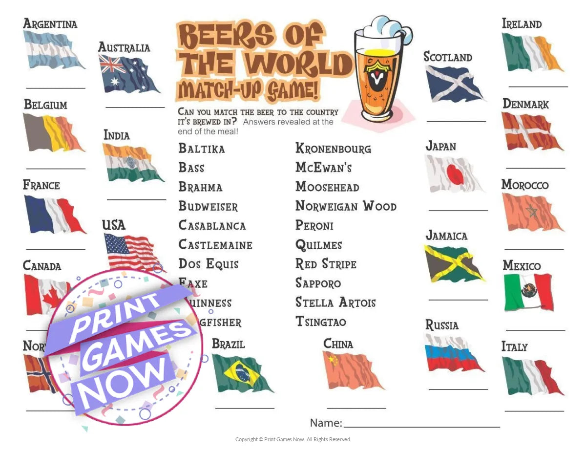 Food & Drinks Beers of the World Trivia Party Game