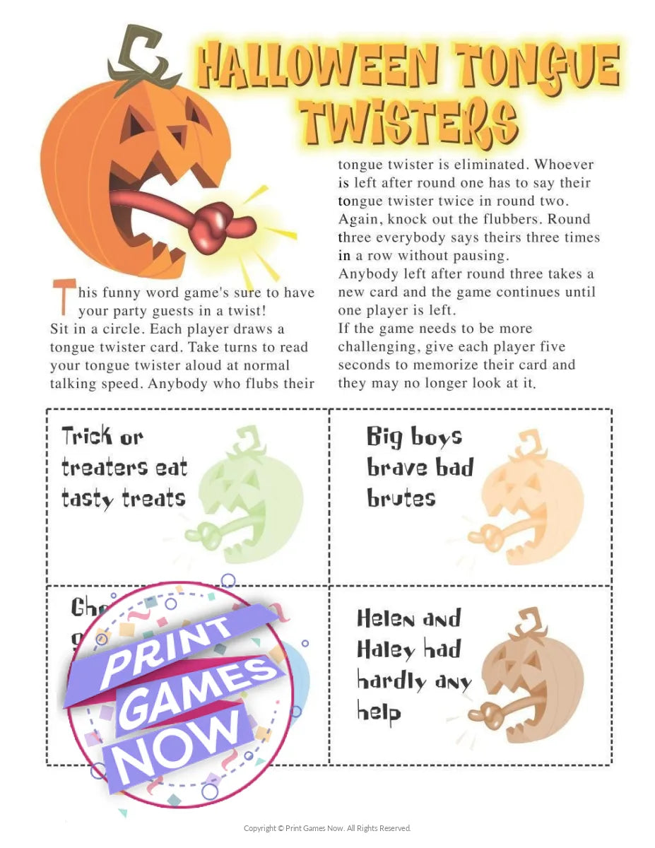 Halloween Tongue Twisters Party Game