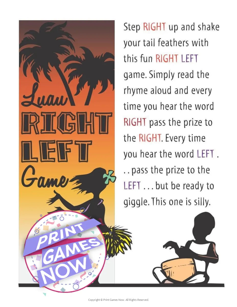 Hawaiian Luau Left-Right Party Game