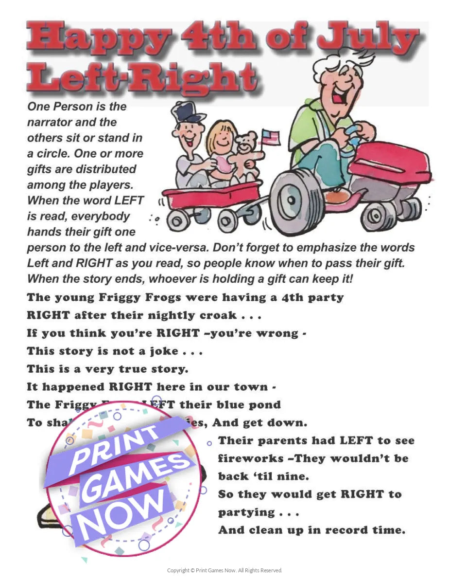 Independence Day Left Right Party Game