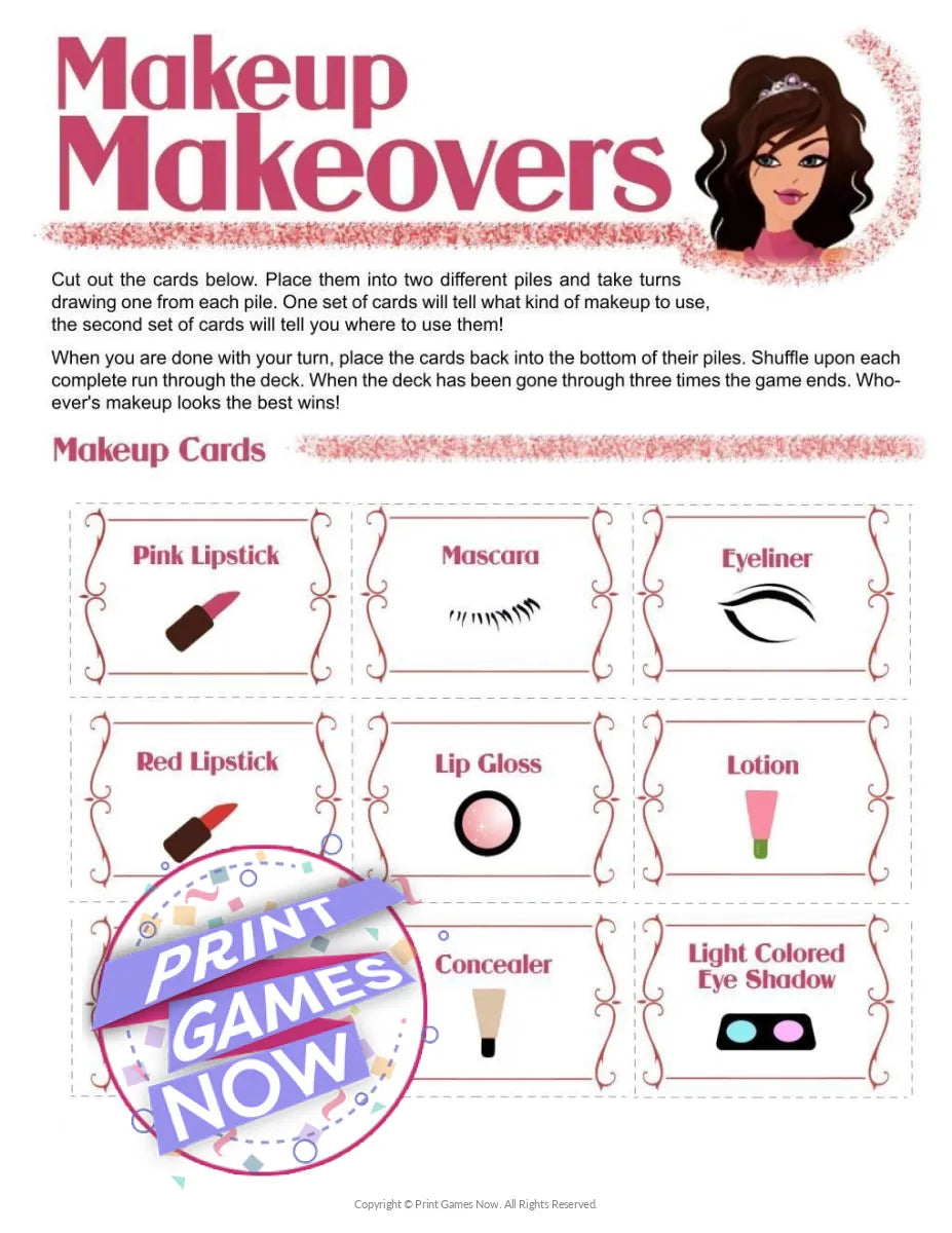 Makeup Makeovers Girls Party Game