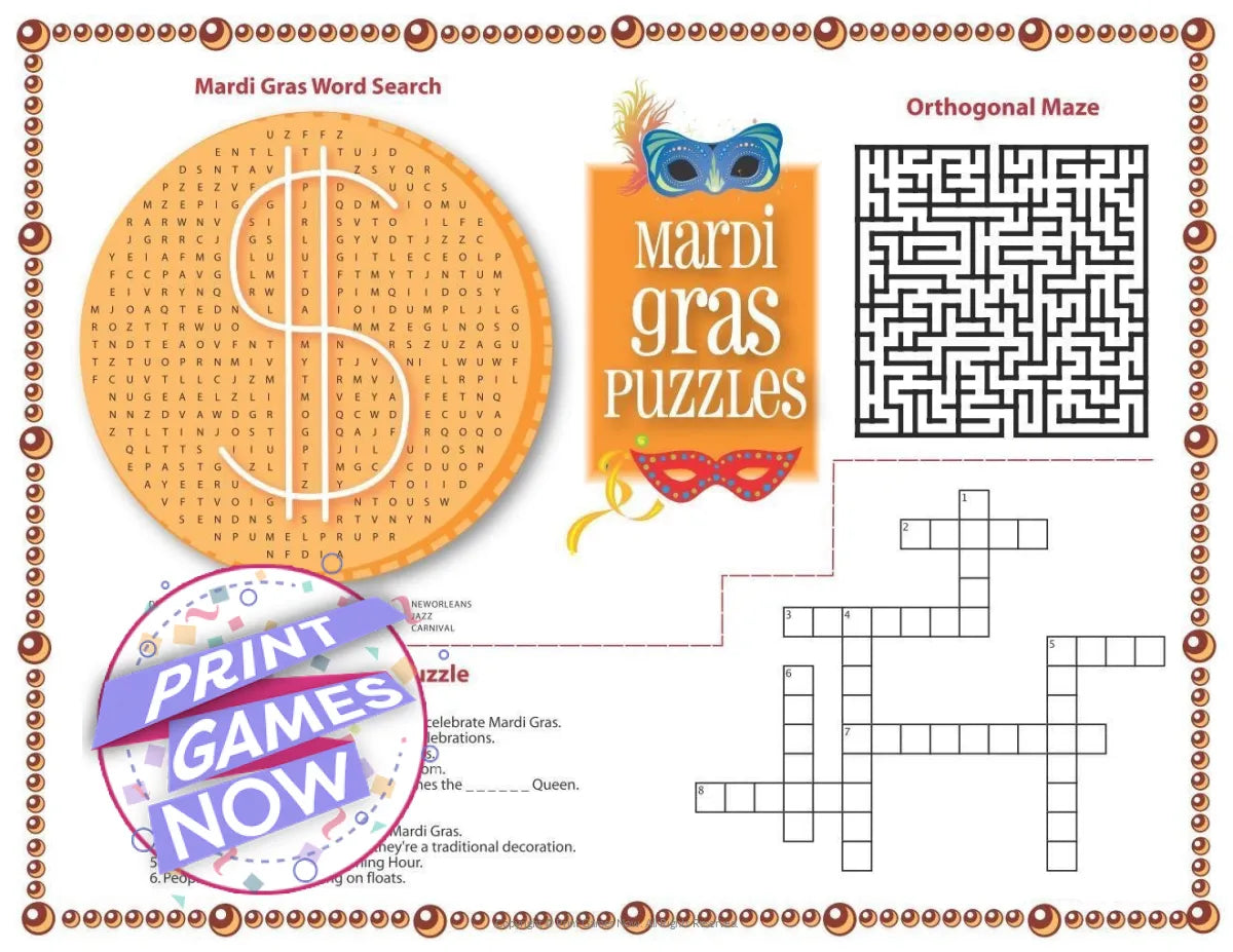 Mardi Gras Puzzles Party Game