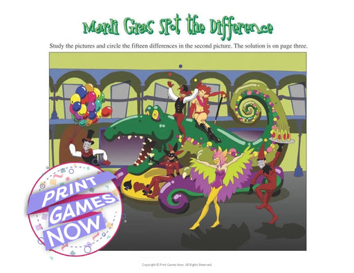 Printable Mardi Gras Synonyms Party Game — Print Games Now