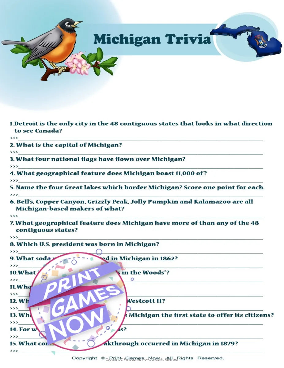 Michigan Party Trivia Game