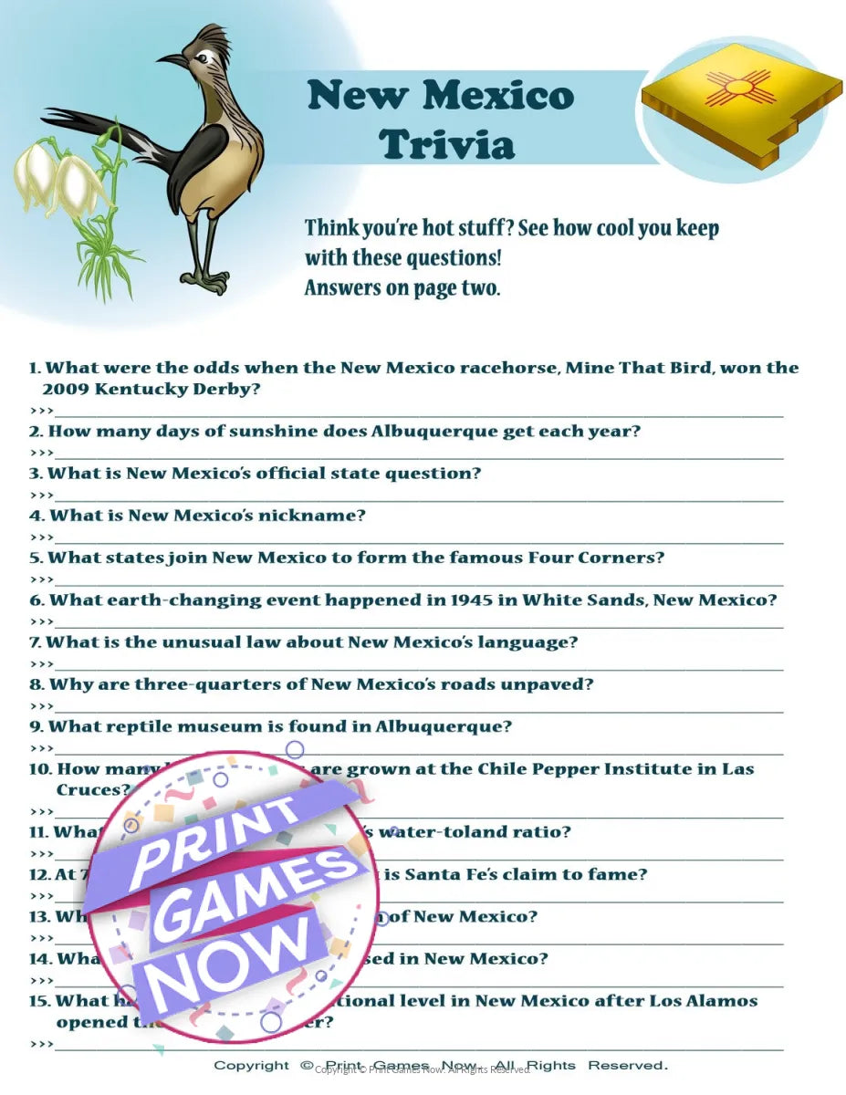 New Mexico Party Trivia Game