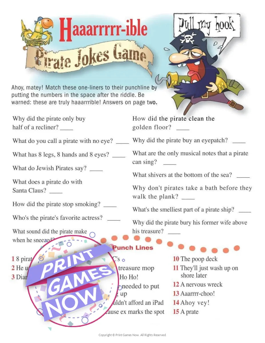 Pirate H-ARR-ible Jokes Party Game