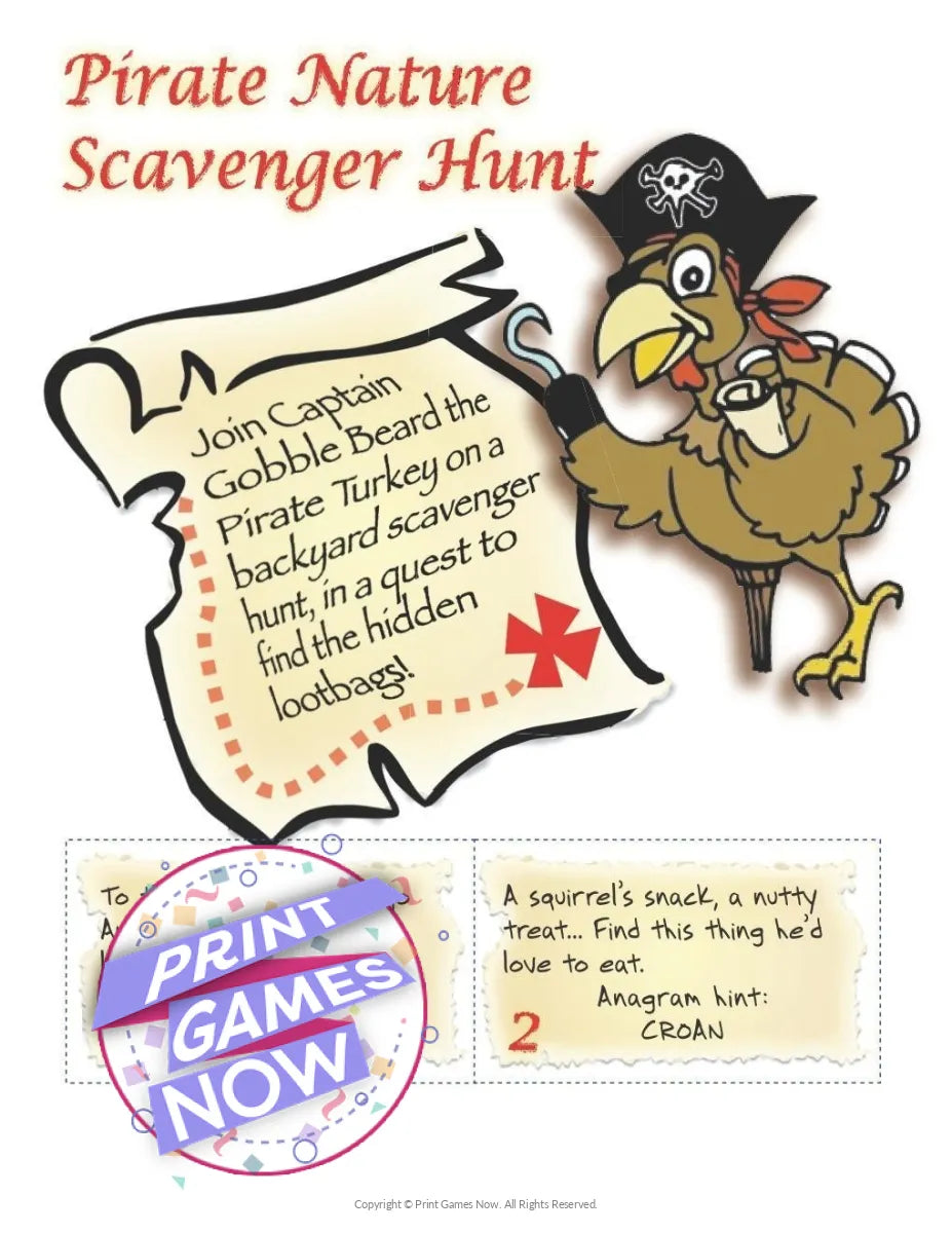 Pirate Nature Scavenger Hunt Party Game