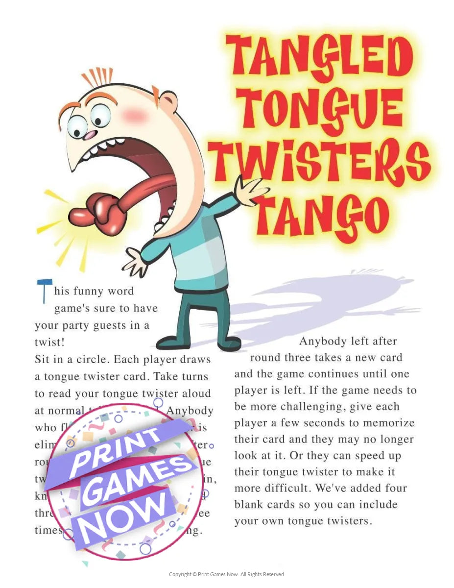 Tangled Tongue Twisters Tango Party Game