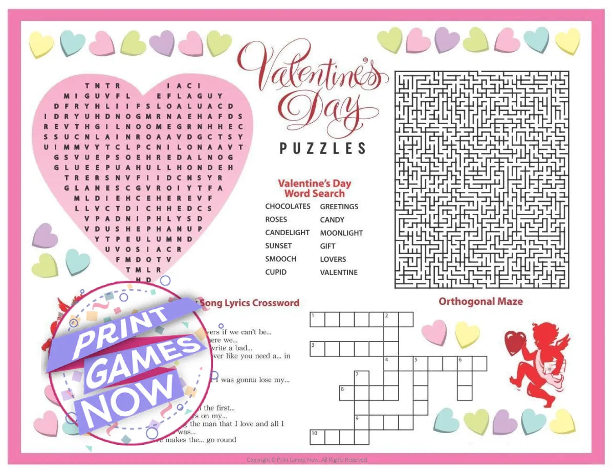 Valentines Day Puzzles Party Game