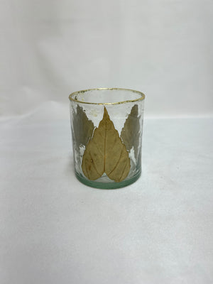 Medium Blown Glass Votive with Leaves - Designer's Touch Boutique 