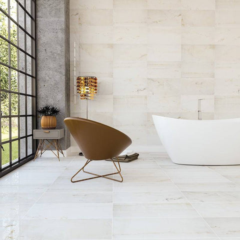Calacatta Amber White Marble Floor Tiles