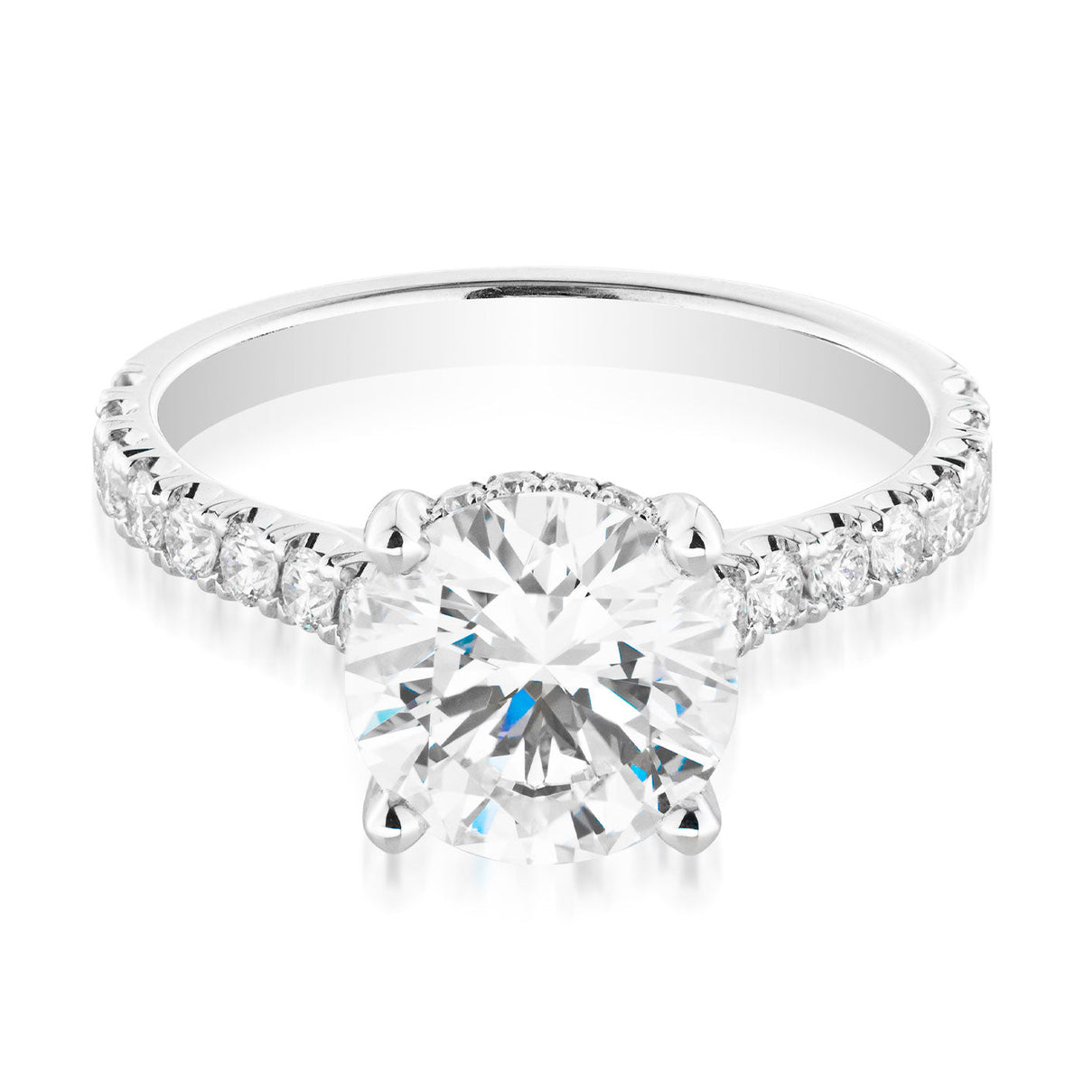 14K White Gold Round Halo Engagement Ring