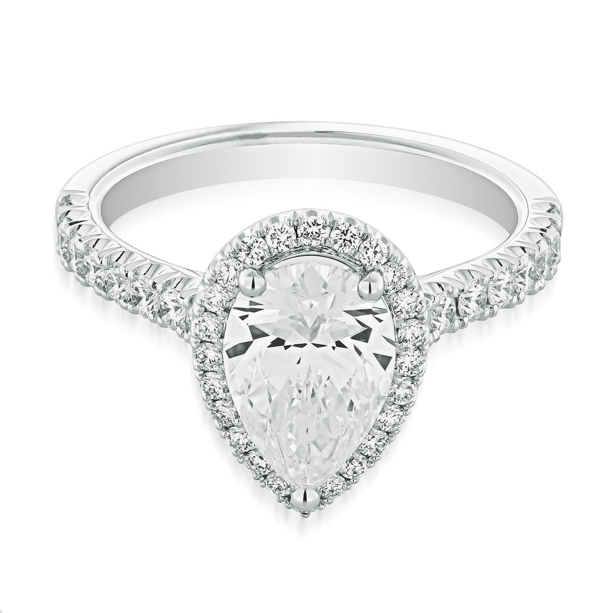 Raffi&Co.® 14K White Gold Pear Halo Diamond Engagement Ring