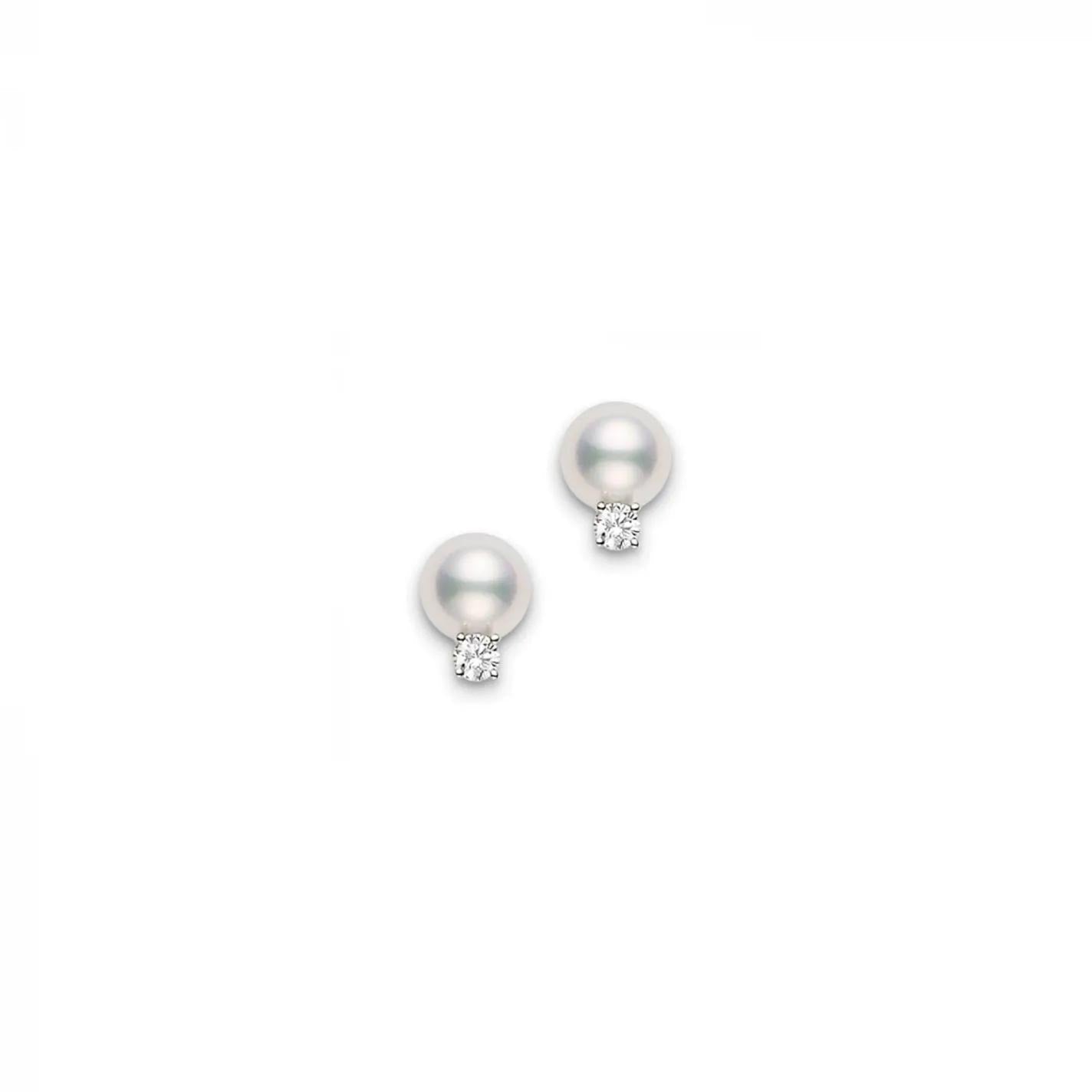 Mikimoto Akoya Pearl and Diamond Dangle Earrings in 18k White Gold  MEA10237ADXW For Sale at 1stDibs