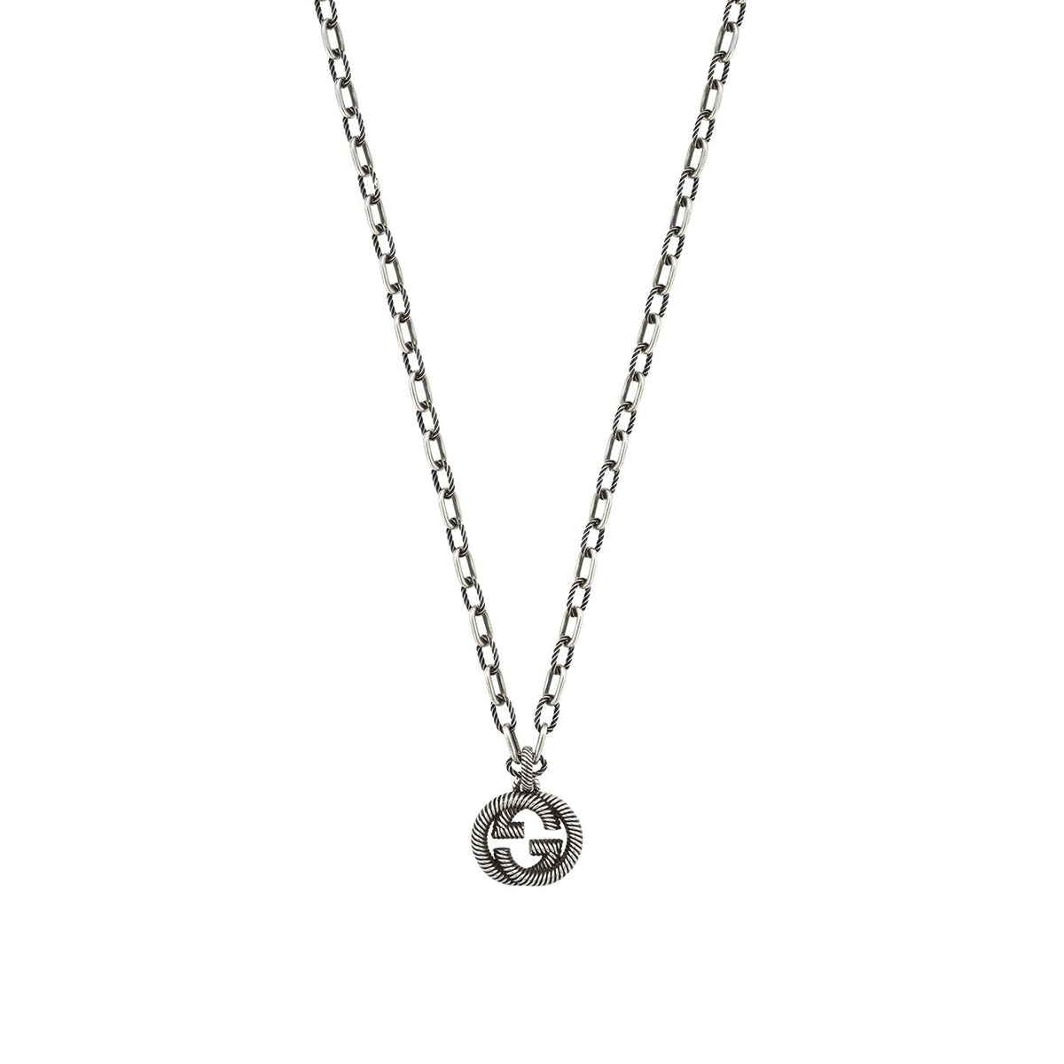 Gucci Interlocking G Aged Sterling Silver Necklace Pendant | Raffi ...