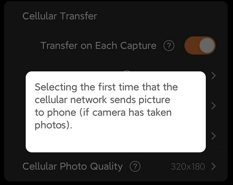 First Transfer Time  Description: By selecting the First Transfer Time, you determine when the cellular network sends the initial batch of photos to your phone after the camera has captured them. This function is valuable for those who prefer to receive photos at specific times, aligning with their schedules or when they anticipate wildlife activity. It ensures you get the images promptly when it matters most.