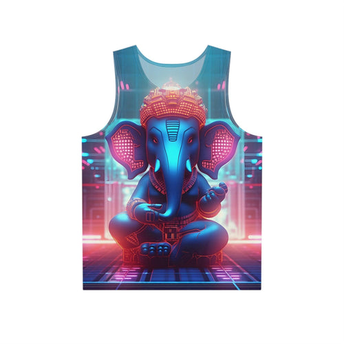 3d Ganesh Remover Of Obstacles Colorful Symmetrical Sublimation Tank Top for Him - Stylish Comfort for Festival Street Activewear and More