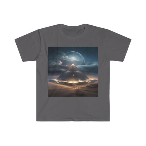 Cameron's Journey to the Eclipse at The Egyptian Pyramids - Visionary Psychedelic Ai Art Men's and Women's Unisex Soft Style T-Shirt for Festival and Street Wear