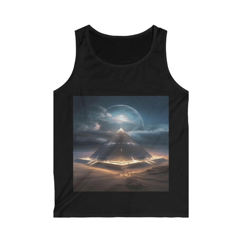 Cameron's Journey to the Eclipse at The Egyptian Pyramids - Visionary Psychedelic Ai Art Men's and Women's Unisex Softstyle Tank Top for Festival and Street Wear
