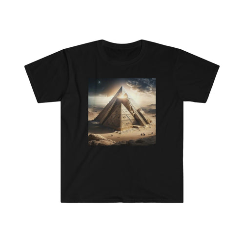Pyramid Eclipse UFO Men's and Women's Unisex T-Shirt for Festival and Street Wear AI Digital Art v4.0