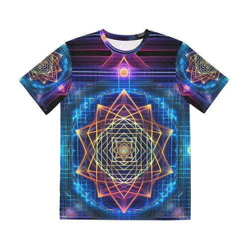 Sri Yantra 3D Sacred Geometry Octane Colorful Symmetrical Sublimation-Digital AI Art T-Shirt for Street or Festival Wear