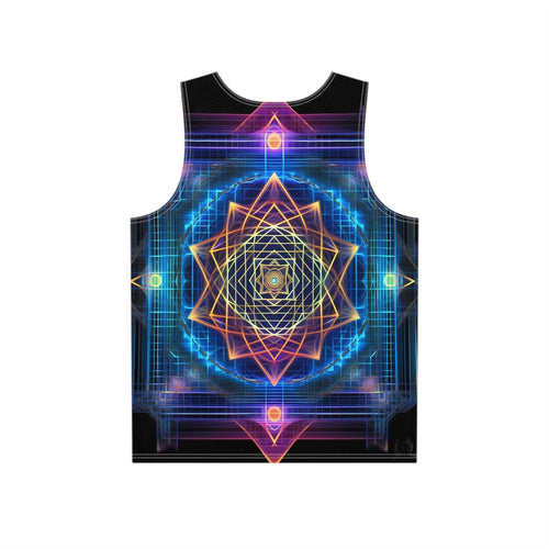 Sri Yantra 3D Sacred Geometry Octane Colorful Symmetrical Sublimation Tank Top for Him - Stylish Comfort for Festival Street Activewear and More