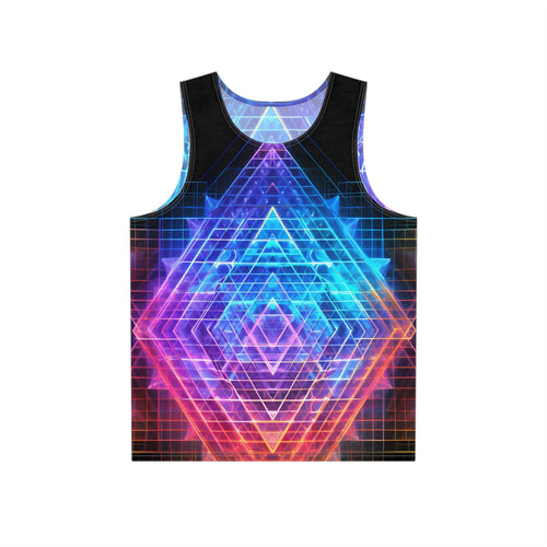 Sri Yantra 3D v2.1 Sacred Geometry Octane Colorful Symmetrical Sublimation Tank Top for Him - Stylish Comfort for Festival Street Activewear and More