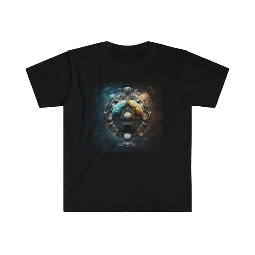 Symmetry of Worlds : Embrace the Perfect Balance of Order and Chaos - Visionary Psychedelic Ai Art Men's and Women's Unisex Soft Style T-Shirt for Festival and Street Wear