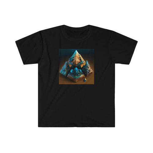 Visionary Ai Art Men's and Women's Unisex Soft Style T-Shirt for Festival and Street Wear Pyramids v3.1