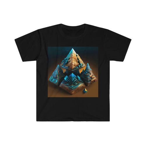 Visionary Psychedelic Ai Art Men's and Women's Unisex Soft Style T-Shirt for Festival and Street Wear Pyramids v3