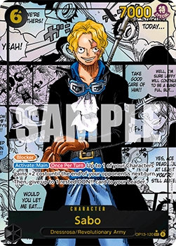 Voorkant van Manga Rare kaart Sabo uit One Piece set OP13