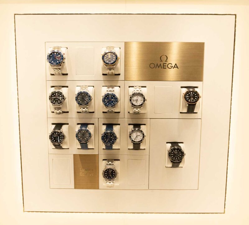 OMEGA Shop in Shop watches wall