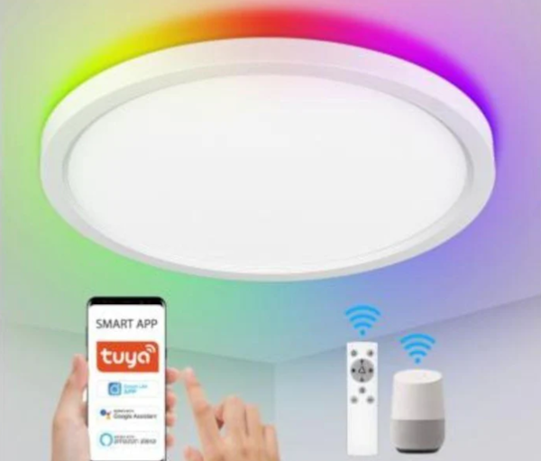 éclairage LED de plafond connecté, avec télécommande et smartphone