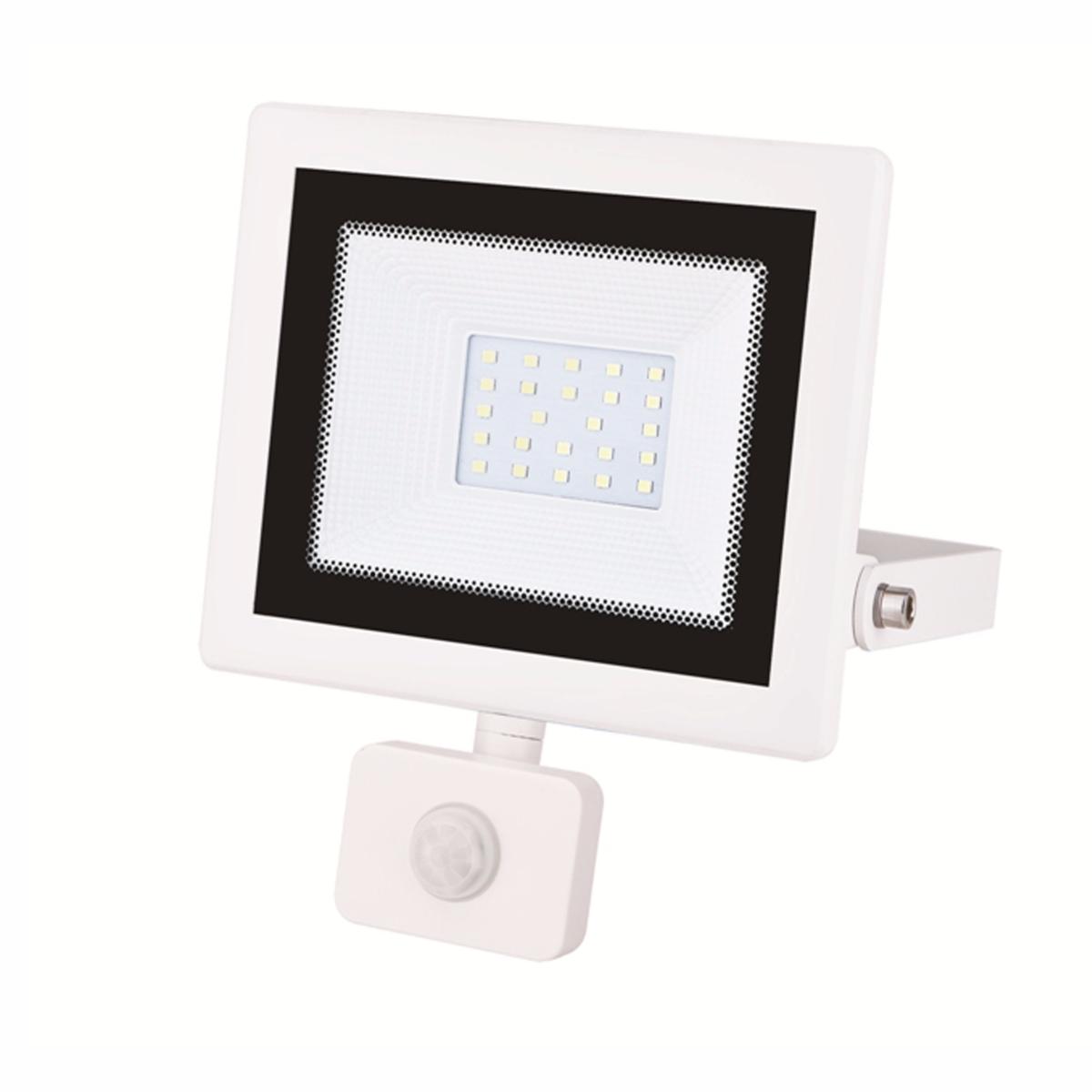 projecteur LED blanc design, avec détecteur de mouvement, à fixer au mur d'une façade