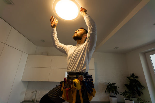 branchement d'un plafonnier rond au plafond