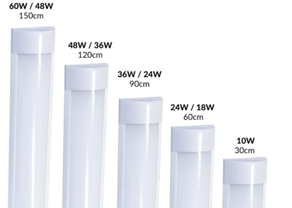 réglettes néons LED de différentes tailles