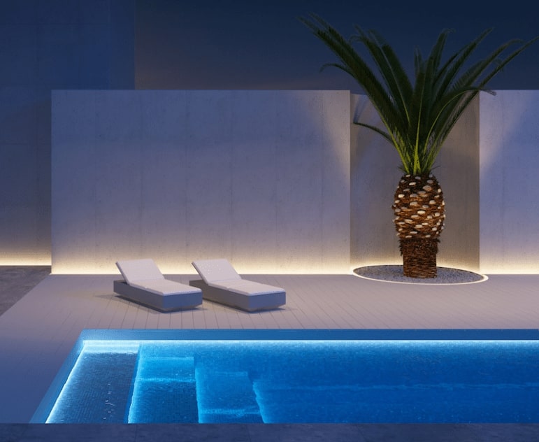 ruban LED IP65 étanche pour éclairage d'une piscine extérieure