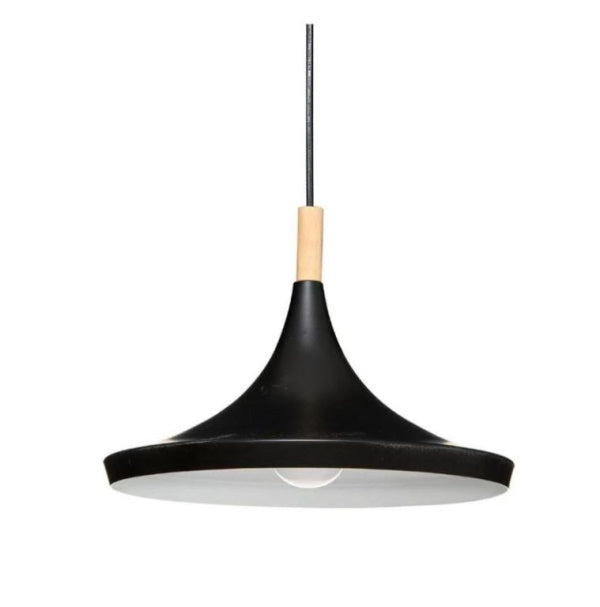 suspension luminaire design en forme de cône et de couleur noire